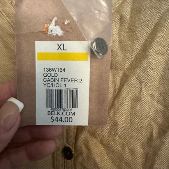 True Craft Cabin Fever 2 Tan Long Sleeve Henley Boho Top Size XL NWT - Picture 9 of 11